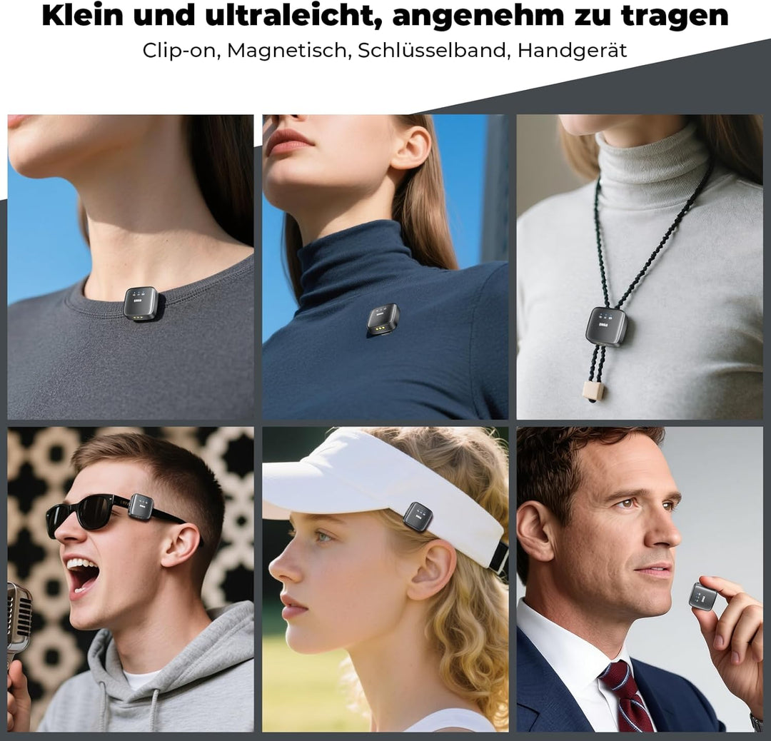 QINOJA Kabelloses Lavalier Mikrofon, Ansteckmikrofon für Handy/iPhone/Kamera/Computer - Verstärkung