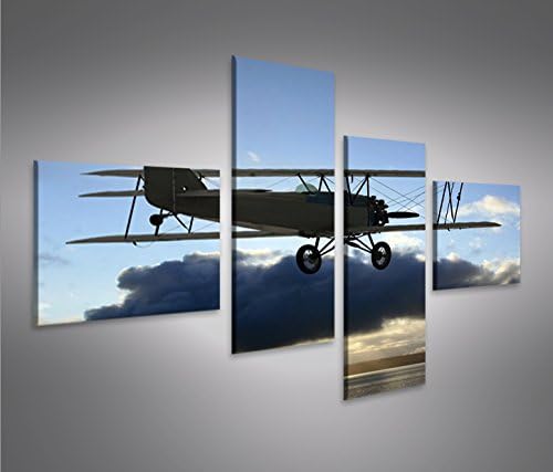 islandburner Bild Bilder auf Leinwand Doppeldecker Flugzeug Aviator 4L XXL Poster Leinwandbild Wandb