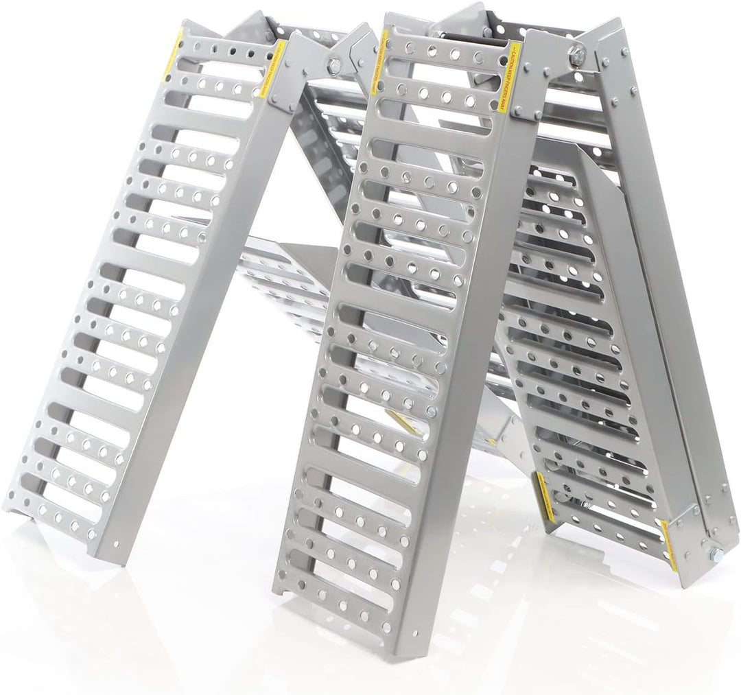 XPOtool 2X Auffahrrampe 340kg 3-Fach klappbar Verladerampen 197x23cm rutschfest Stahl für Motorrad