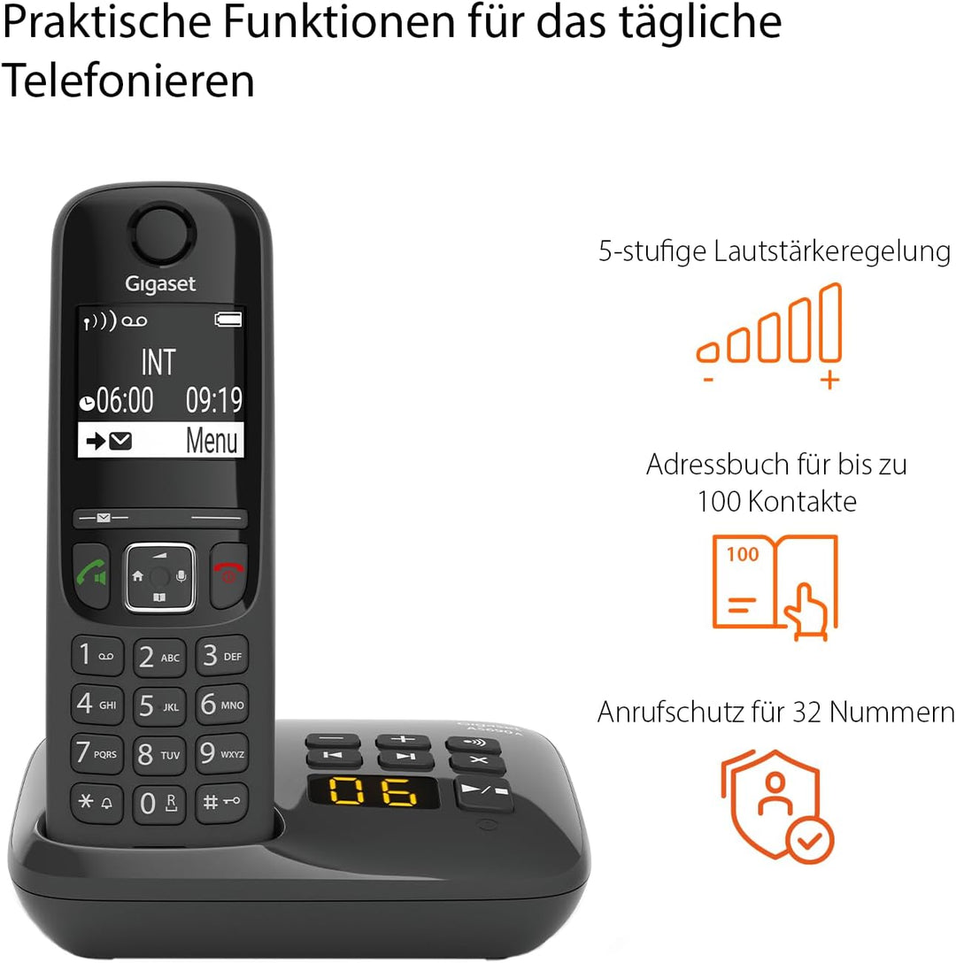 Gigaset AS690A Duo - 2 Schnurlose DECT-Telefone mit Anrufbeantworter - kontrastreiches Display - bri