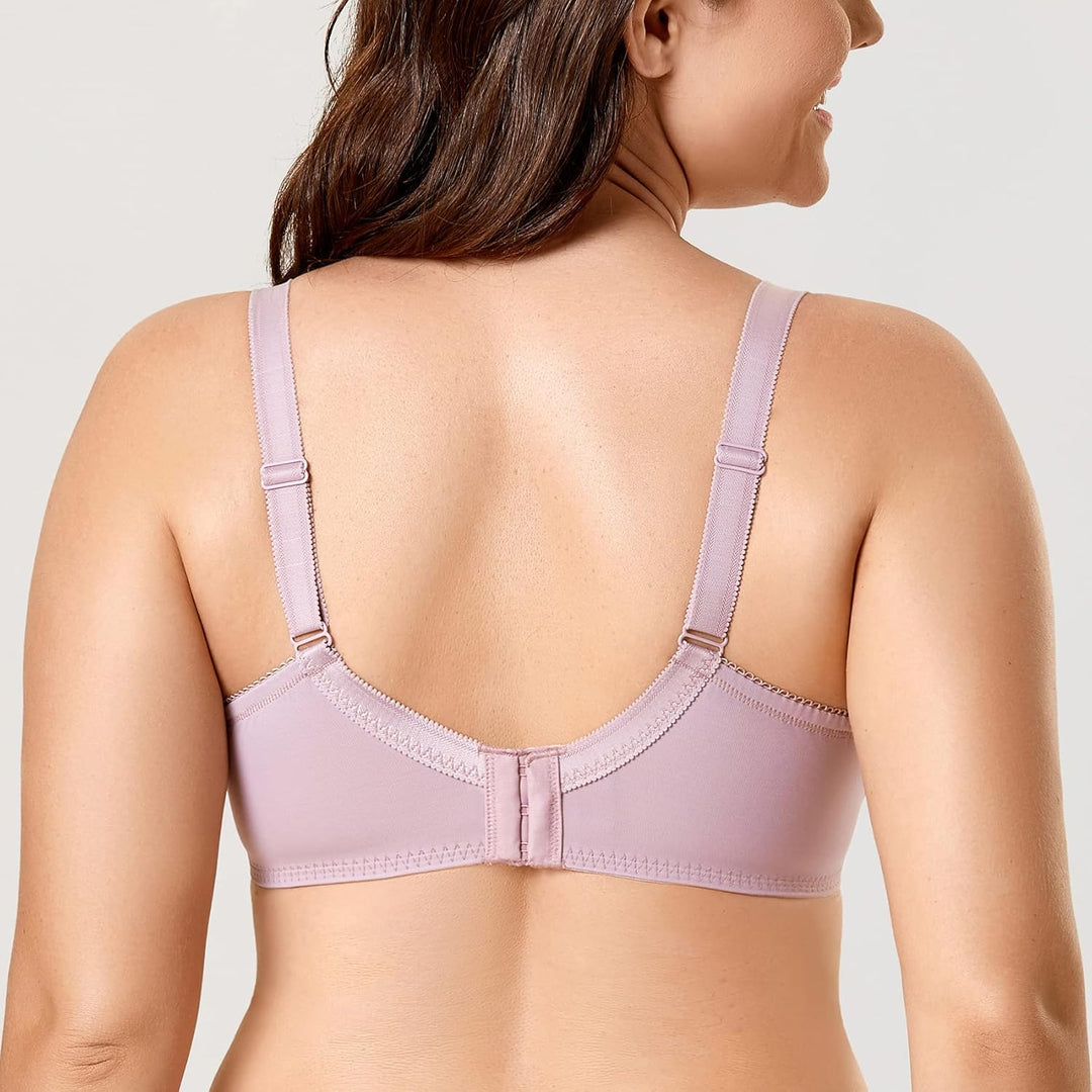 DELIMIRA Damen Minimizer BH Ohne Einlagen Mit Spitze Mit Bügel Grosse Grössen 80D Erröten Sie die Pi