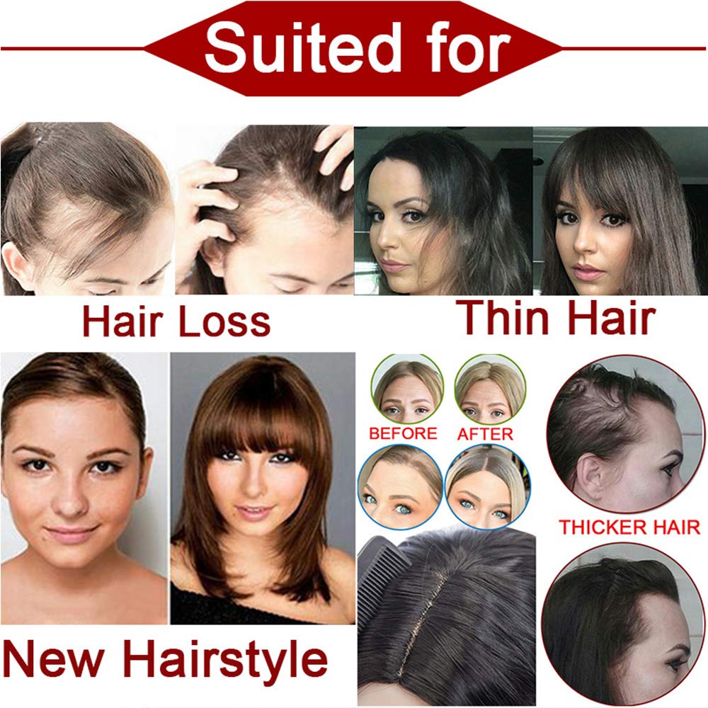 Silk-co Hair Topper Echthaar mit langem Pony, Toupet Damen 10x12cm Basis, Haartopper Echthaar mit Re