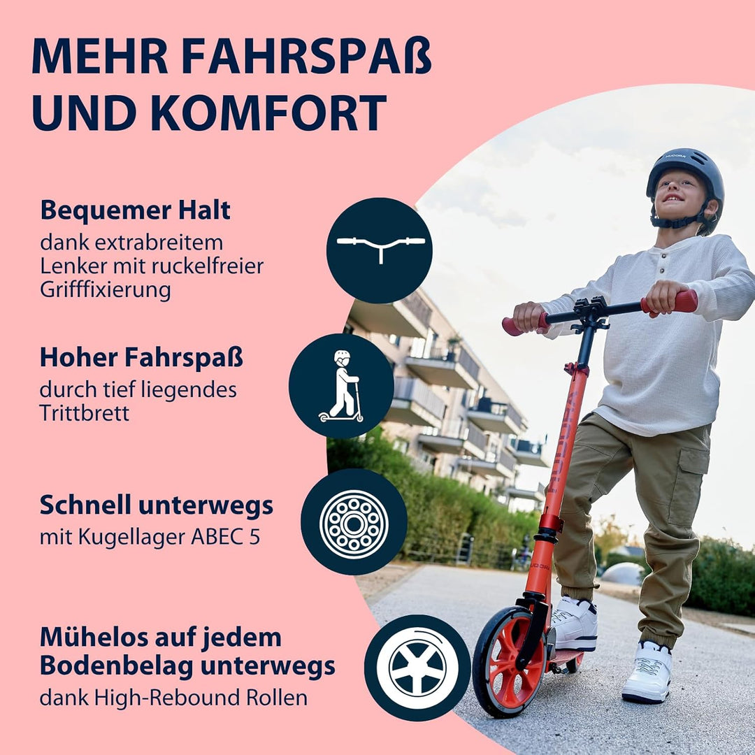HUDORA Scooter Up 200 - Geräuscharmer Aluminium-Roller für bis zu 100kg - Höhenverstellbarer & zusam
