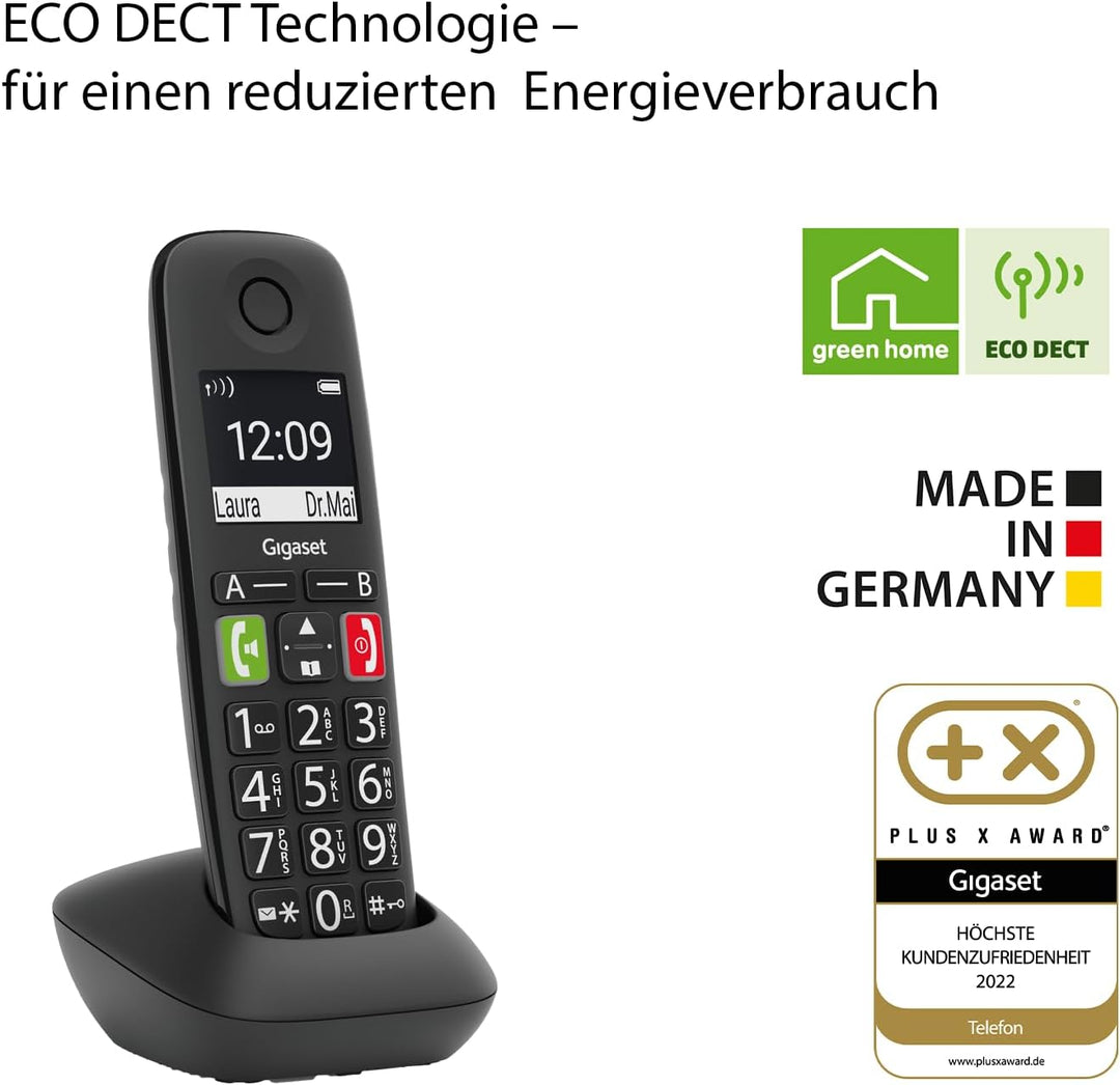 Gigaset E290HX - DECT-Mobilteil mit Ladeschale - Fritzbox-kompatibel - Schnurloses Senioren-Telefon