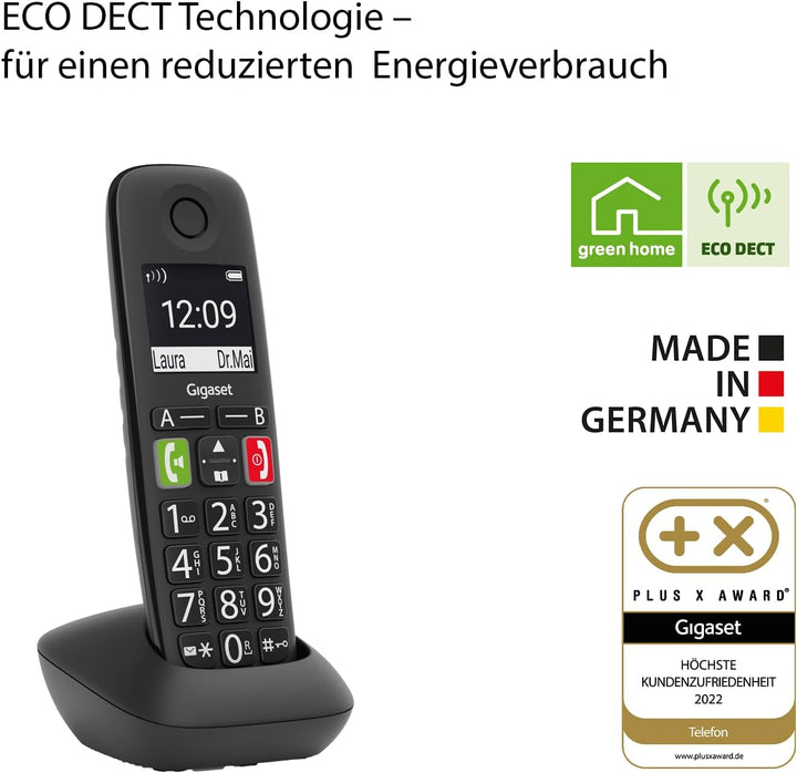 Gigaset E290HX - DECT-Mobilteil mit Ladeschale - Fritzbox-kompatibel - Schnurloses Senioren-Telefon
