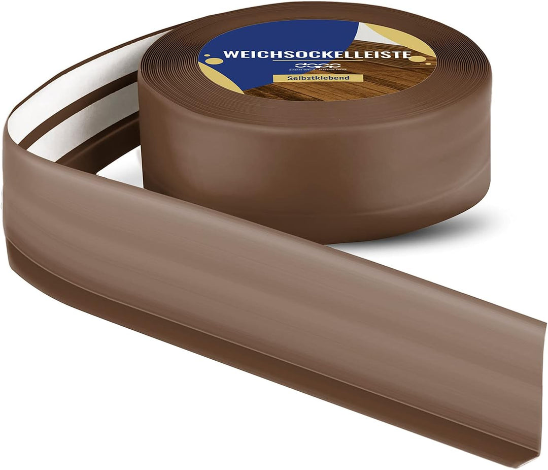 DQ-PP WEICHSOCKELLEISTE | 10m | dunkelbraun | 50x15mm | PVC | selbstklebend | Knickwinkel Fussleiste