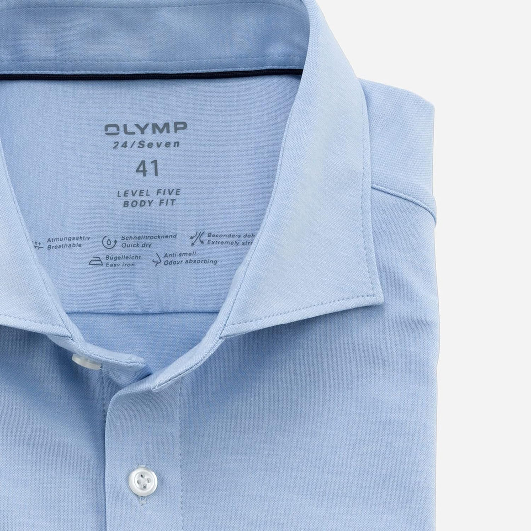 OLYMP Herren Businesshemd Langarm Level Five 24/Seven,Einfarbig,Body fit,Kent-Kragen,bleu 11,38