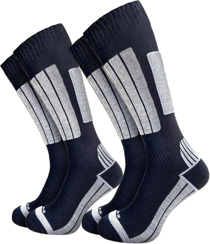 GAWILO Herren Skisocken mit Polsterung (4er-Pack) 20% wärmende Wolle 43-46 Schwarz, 43-46 Schwarz