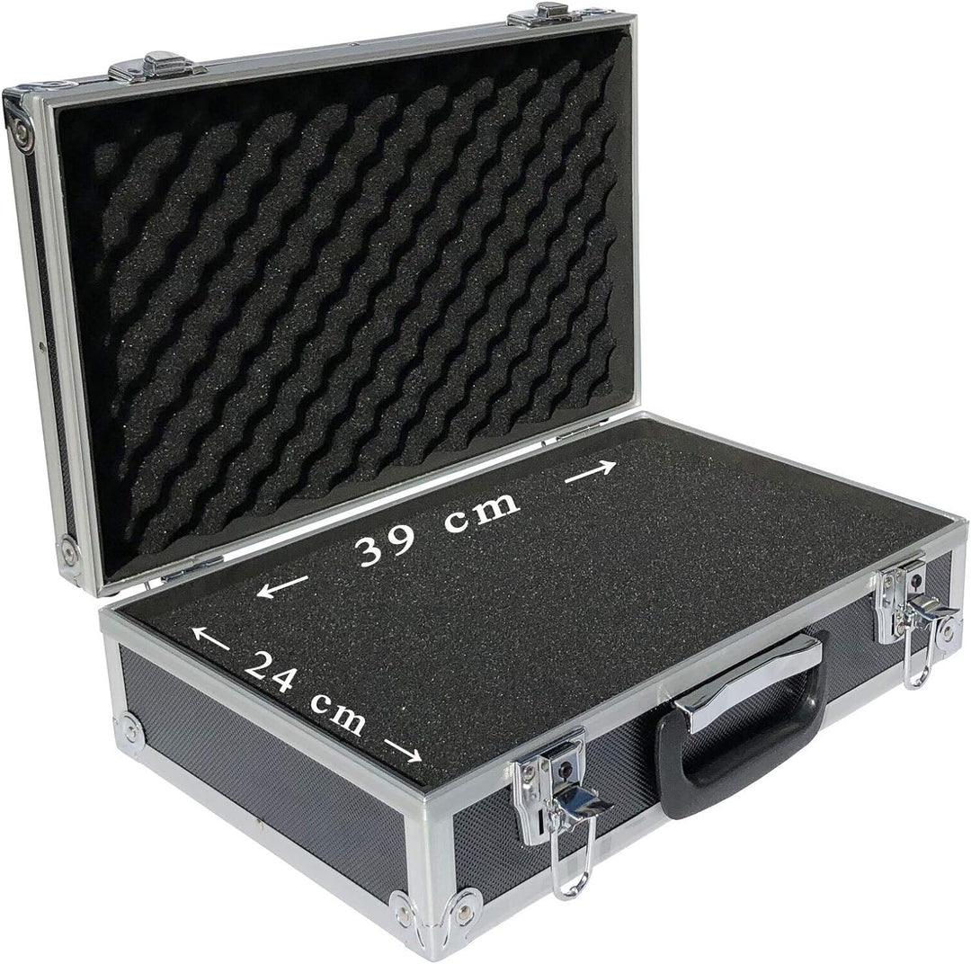 ECI® Aluminium Koffer Schwarz mit Würfelschaum Leer-Koffer Alukoffer Alu Box Werkzeugkoffer LxBxH 40