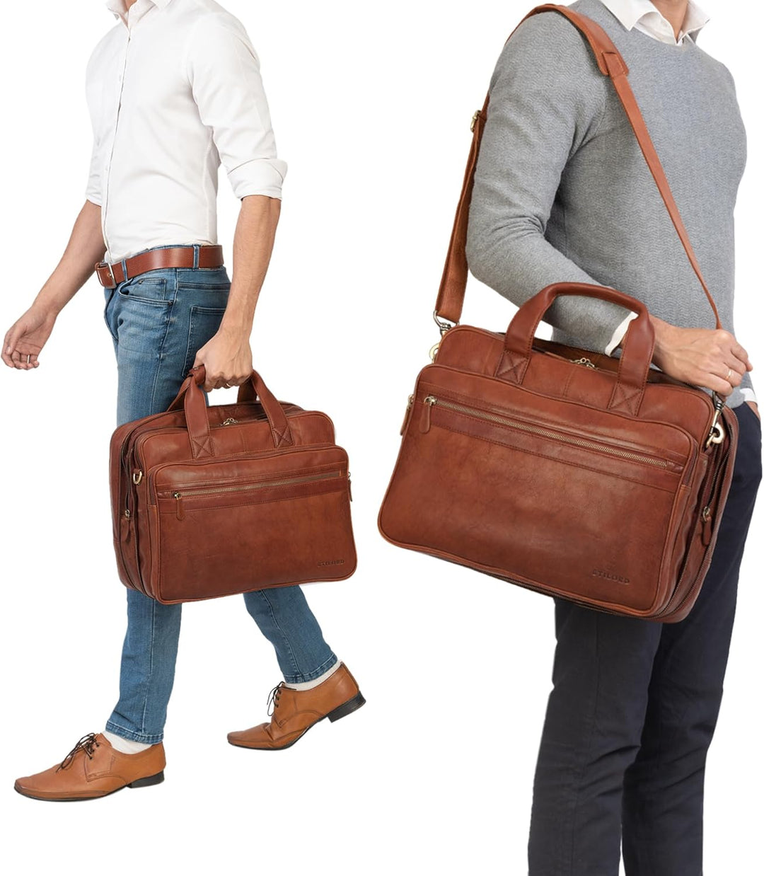 STILORD 'Leopold' XL Echtleder Aktentasche - der verbesserte Geheimtipp für Lehrerzimmer & Büro - Bu