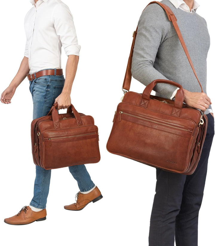 STILORD 'Leopold' XL Echtleder Aktentasche - der verbesserte Geheimtipp für Lehrerzimmer & Büro - Bu