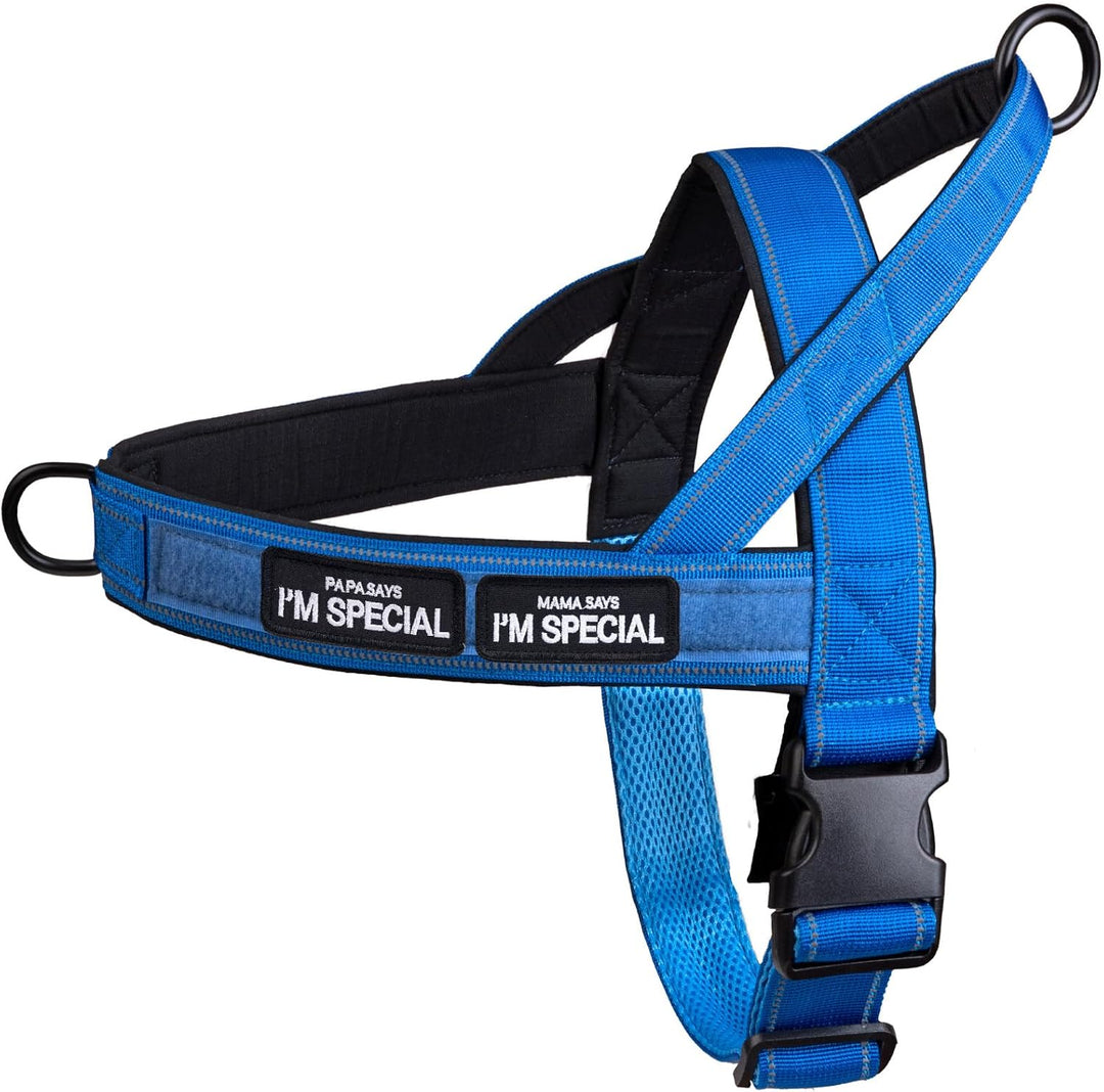 No Pull Hundeharnisch für kleine, mittlere und grosse Hunde, Blaue Hundeharnisch, M M: Brustumfang 5