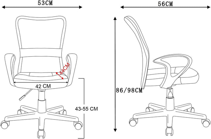 SixBros. Bürostuhl,Schreibtischstuhl, Drehstuhl für’s Büro oder Kinderzimmer, stufenlos höhenverstel