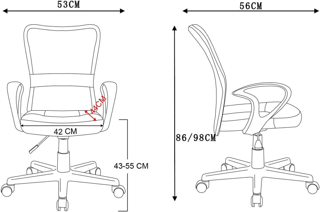SixBros. Bürostuhl,Schreibtischstuhl, Drehstuhl für’s Büro oder Kinderzimmer, stufenlos höhenverstel