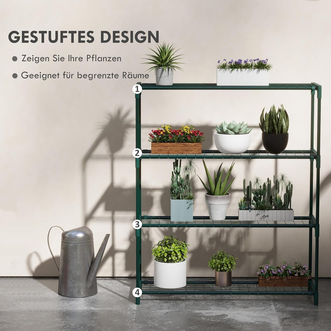 Outsunny Pflanzenregal, Blumenständer mit 4 Ebenen Blumenregal, Pflanzenständer für Garten, Balkon,