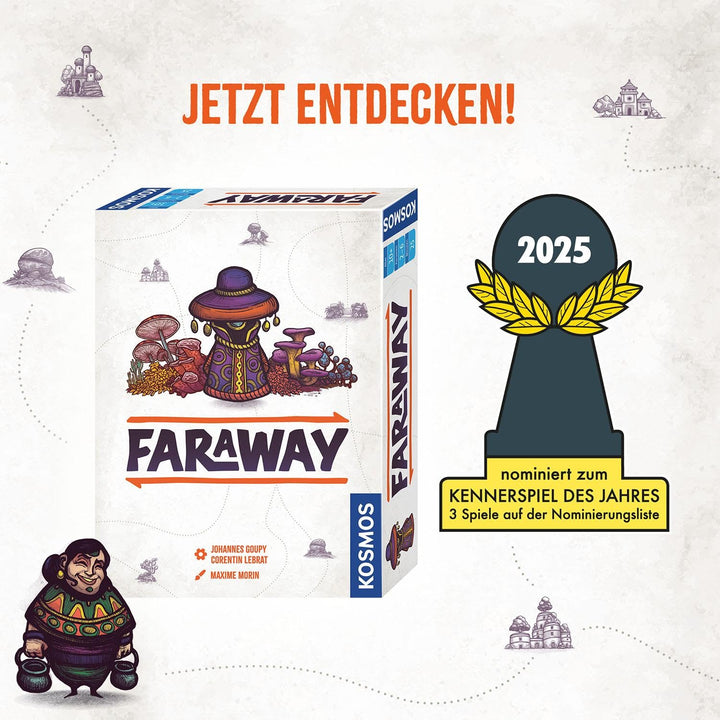 KOSMOS 684709 Faraway, abenteuerliches Kartenspiel für 2-6 Spielerinnen und Spieler ab 10 Jahre.