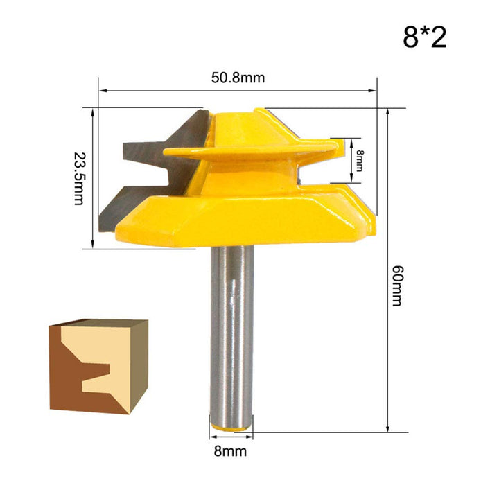 BIGP 3 Stück 45 Grad Verleimfräser Gehrung Fräse Set, 8 mm Schaft 45° Lock Miter Router Bit, 1-3/8",