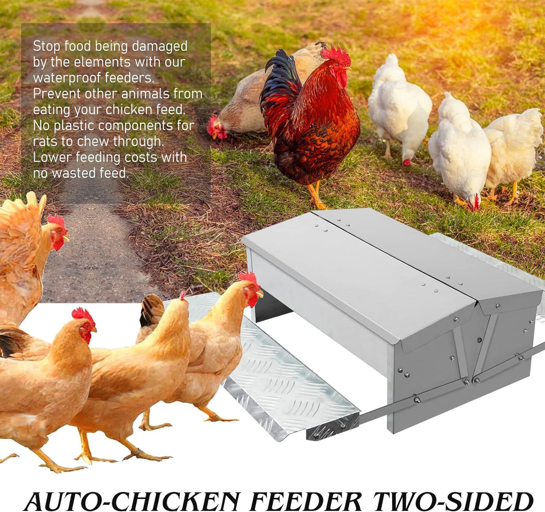 MUALROUS Futterautomat Hühner Rattensicher Hühner Futterspender Automatischer 5kg Trittplatte Hühner