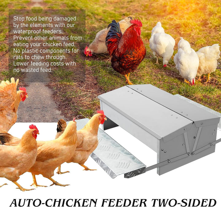 MUALROUS Futterautomat Hühner Rattensicher Hühner Futterspender Automatischer 5kg Trittplatte Hühner