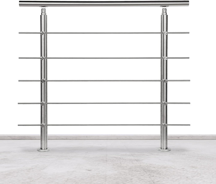 Lospitch Edelstahl-Handlauf Geländer für Balkon Brüstung Treppen mit/ohne Querstreben (100cm, 5 Quer