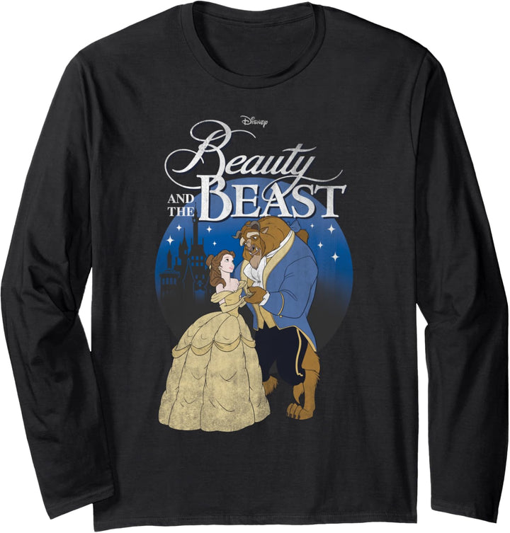 Disney Beauty And The Beast Classic Title Logo Portrait Langarmshirt