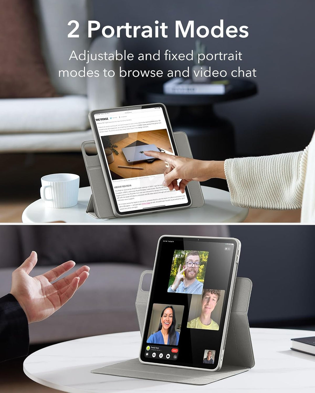 ESR für iPad Pro 11 Zoll Hülle M4 (2024) mit Stifthalter, Abnehmbarer Magnetabdeckung, vertikalem St