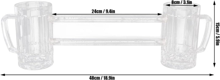 430ml Doppel Verbundenes Bierglas, Acryl-Bierbecher Anti-Drop Bierkrug mit Griff für Bar KTV