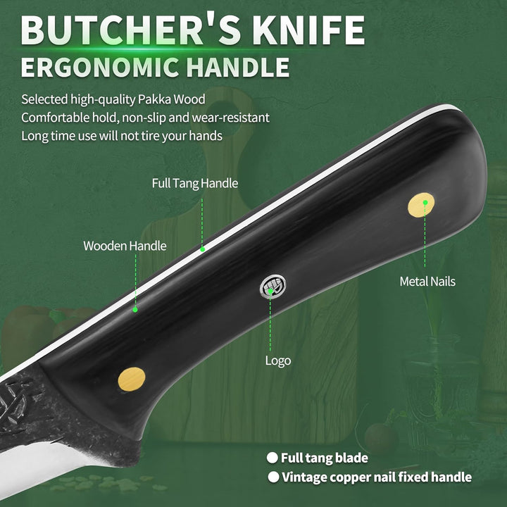 FULLHI Multi-color Holzgriff Full Tang Ausbeinmesser mit Scheide, High Carbon Steel Fishing Meat Sli