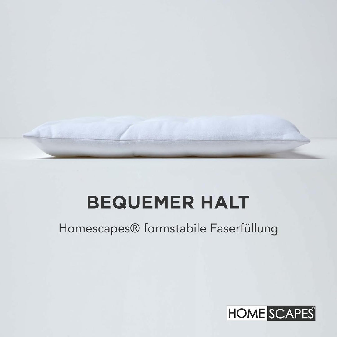 HOMESCAPES 4er Set Stuhlkissen 40 x 40 cm, weiss, Sitzkissen mit Bändern und Knopfverschluss, einfar