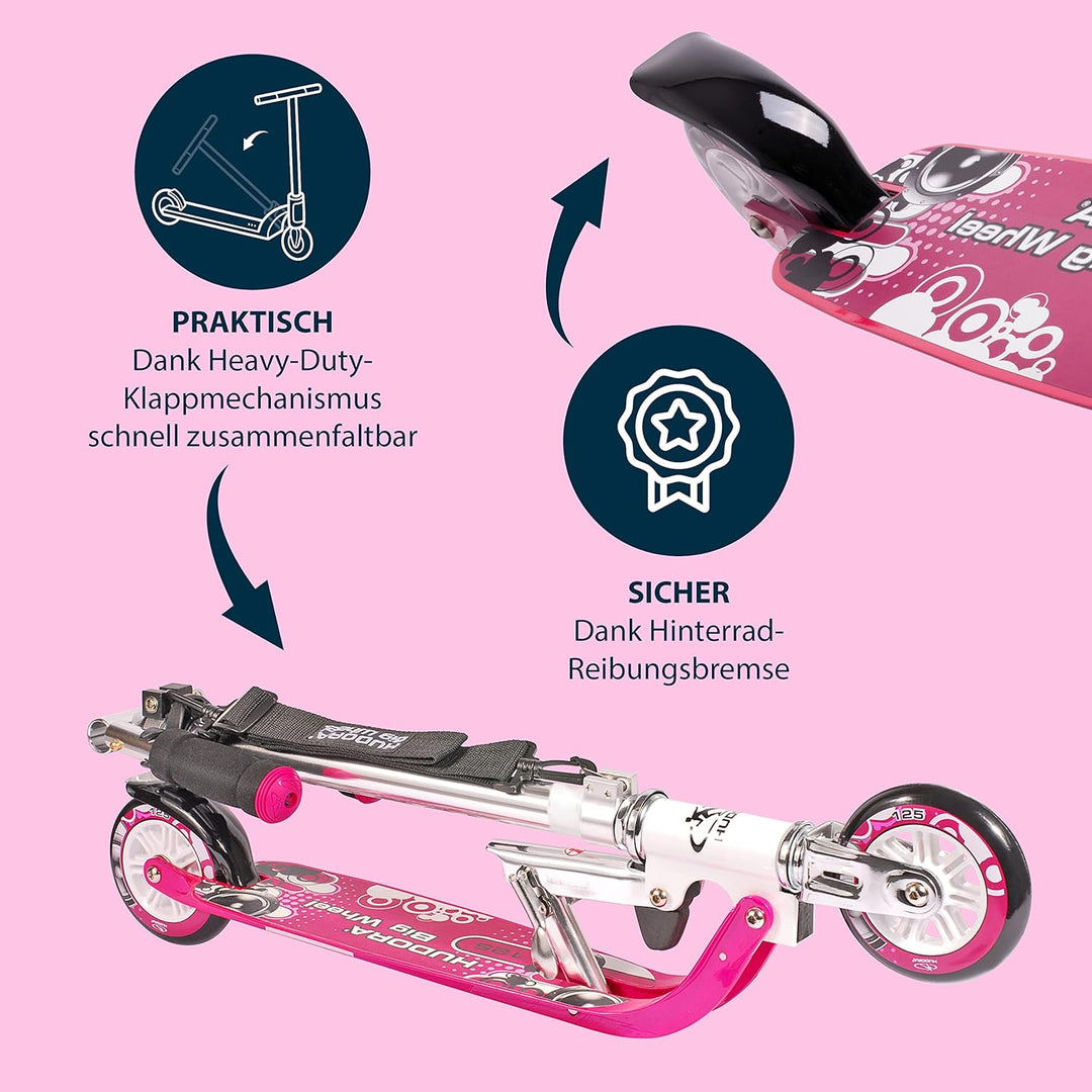 HUDORA BigWheel 125 Scooter - Sicherer & hochwertiger Aluminium-Roller für Kinder - Höhenverstellbar