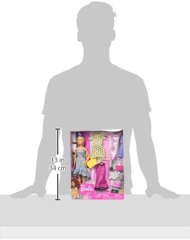 Barbie Fashionistas Puppen-Set Blonde Puppe mit Outfits Kleidung und Zubehör für 4 komplette Outfits