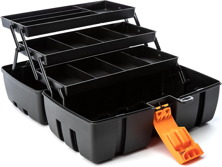 BigDean Werkzeugkiste gross mit 3 Laden - Werkzeugkoffer leer - 36x20x20 cm aus schlagfestem Kunstst