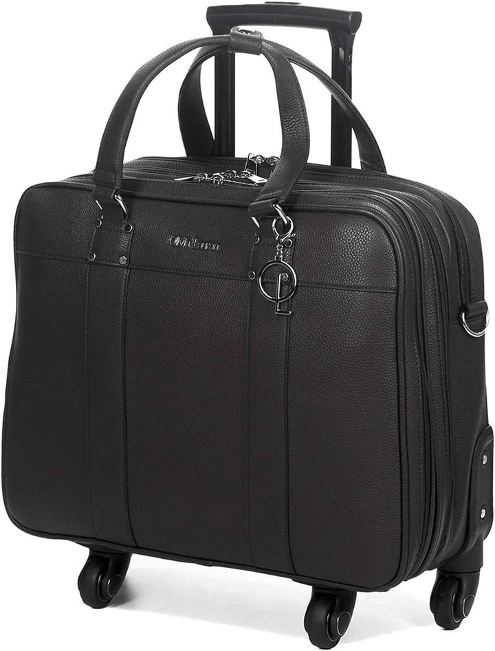 Bowatex Luxus Damen Schulter Gurt Laptop Aktentasche Trolley 4 Rollen Schwarz