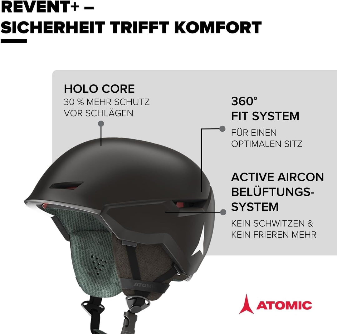 Atomic Unisex Revent+ All Mountain-Skihelm 51-55 cm Schwarz, 51-55 cm Schwarz