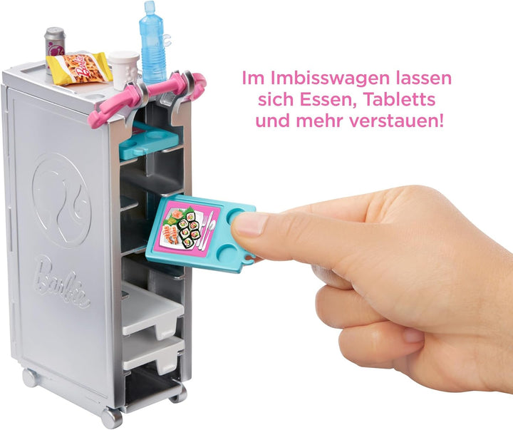 Barbie Flugzeug Dream Plane (ohne Barbie Puppe), mit beweglichen Räder und 15x Barbie Zubehör, in ro