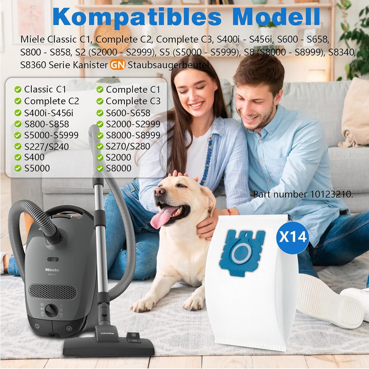 14 Stück Staubsaugerbeutel für Miele 3D Efficiency GN Staubsauger Classic C1 Complete C2 C3, S227, S