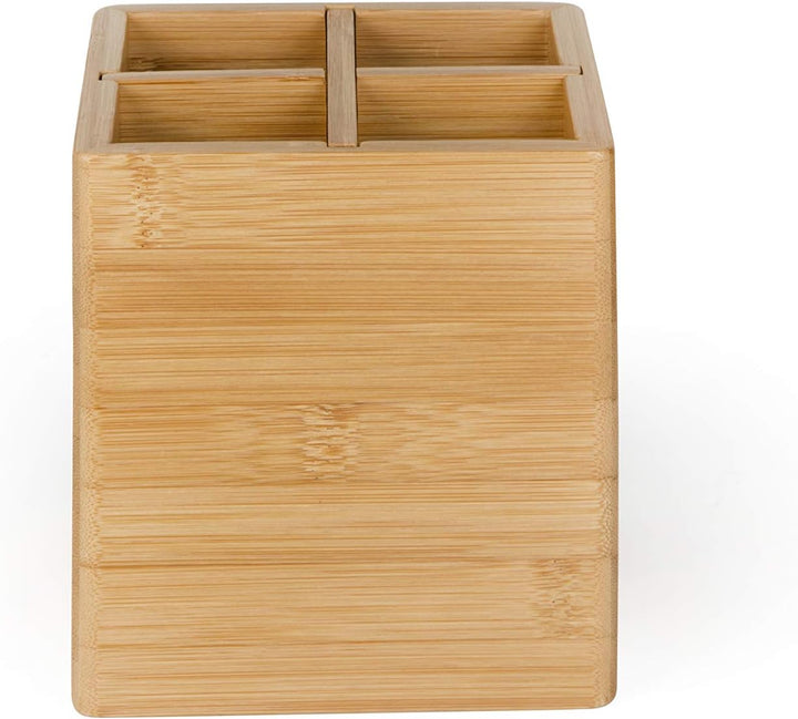 Excelsa Eco Living Besteckkorb/Utensilienhalter aus Bambus, Naturholz, braun, 4 Fächer