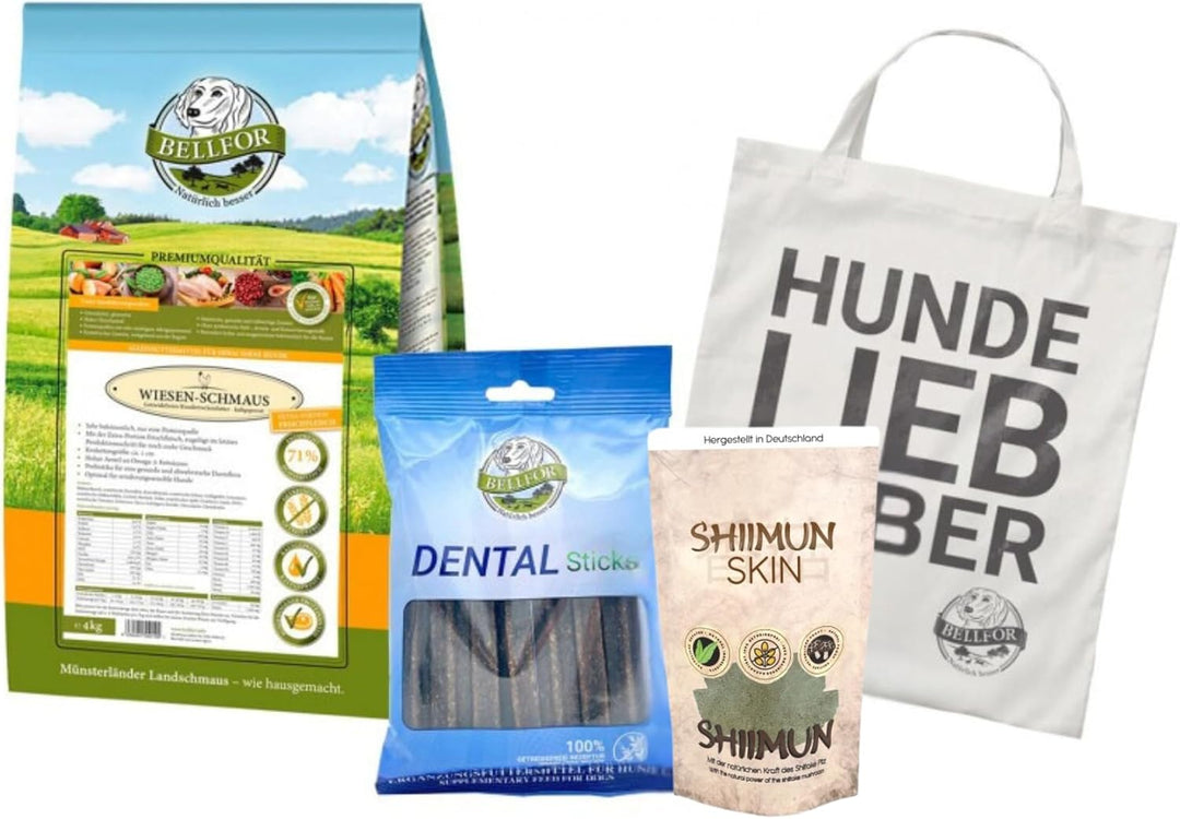 Bellfor Futterset für Deutsch Kurzhaar Getreidefreies Trockenfutter mit Huhn 4 kg Dental Sticks 100