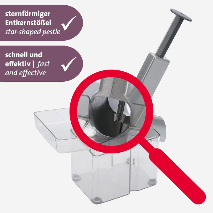 Westmark Kirschenentkerner mit Schütte und grosser Kernkassette, inklusive Verschleissteil-Set 4tlg.