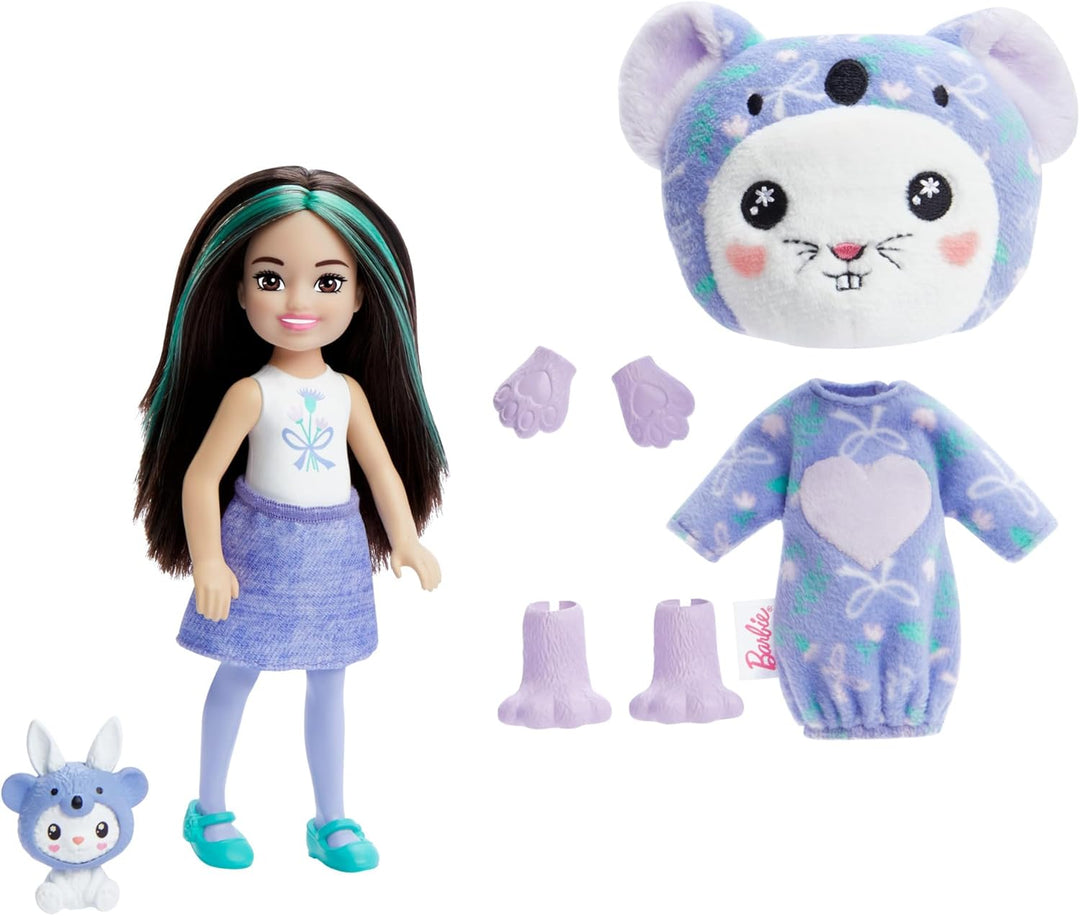BARBIE Cutie Reveal Puppe - Chelsea-Puppe mit 6 Überraschungen und Farbwechselspass, Hasen in Koala-