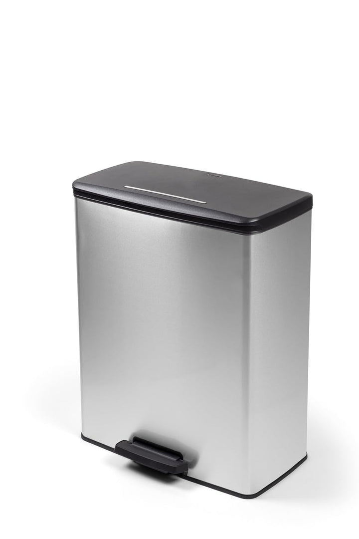 CURVER DECO DUO BIN Mülleimer, Kunststoff, Silber metallic, 2 x 26 L