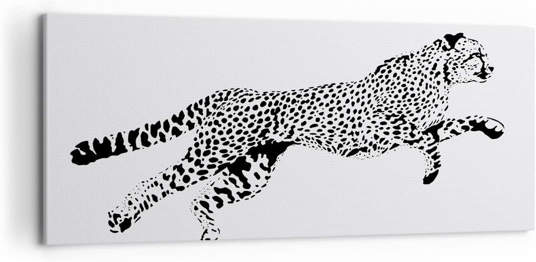 Wandbilder Dekoration Wohnzimmer Gepard Tier Dots Panorama Bilder auf Leinwand 120x50cm Leinwandbild