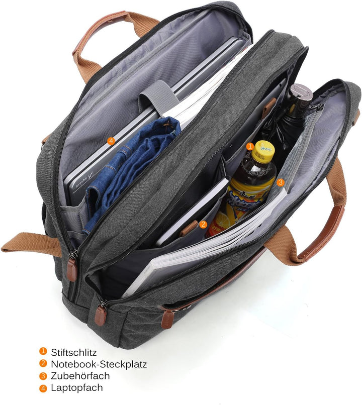 CoolBELL umwandelbar Aktentasche Rucksack Messenger Bag 17,3 Zoll Laptoptasche Herren Business Umhän