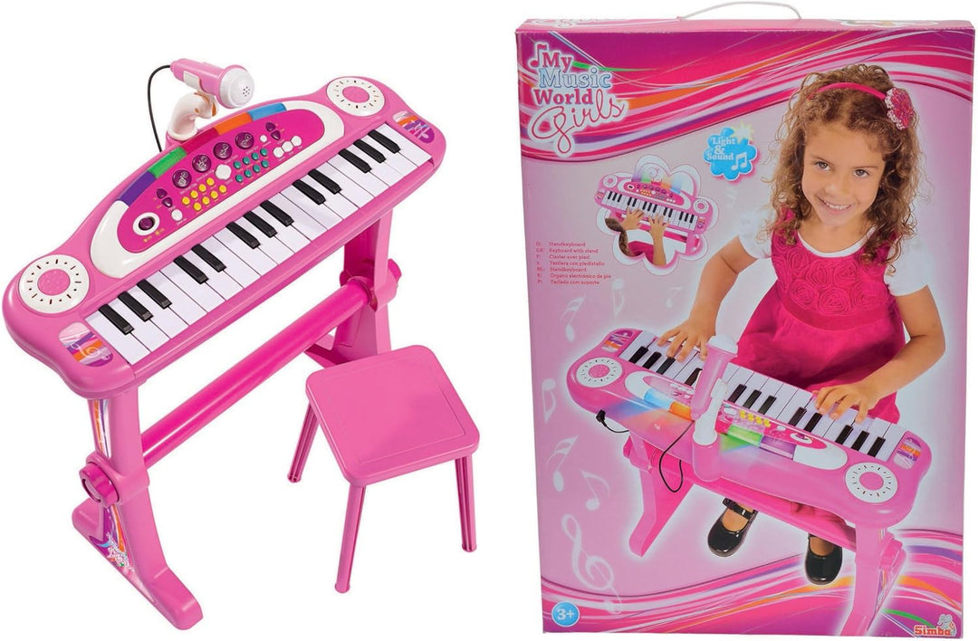 Simba 106830690 - My Music World Girls Standkeyboard, 31 Tasten, Licht und Sound, 55cm, ab 3 Jahre S