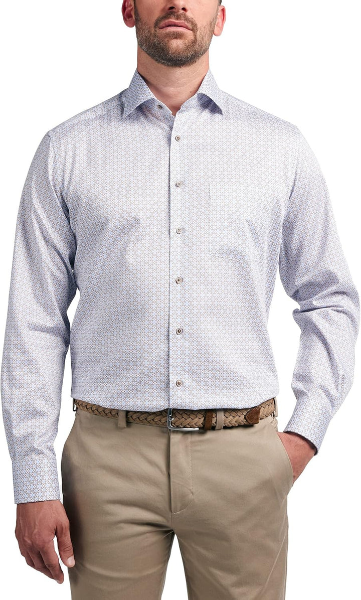 eterna Modern Fit Businesshemd Langarm New Kent Kragen Muster blau Grösse 39