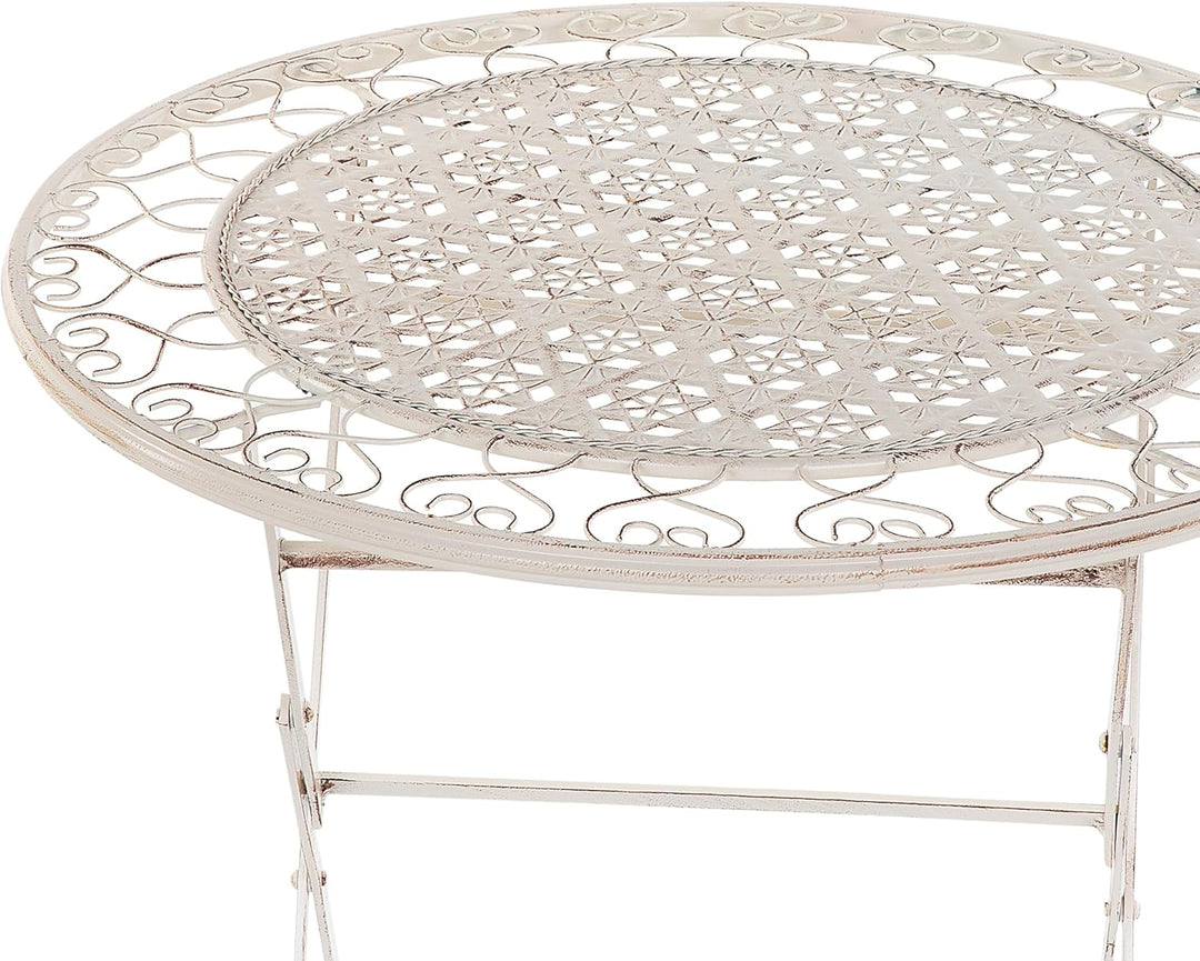 Garten Bistro Set Balkonset Balkonmöbel beige 2 Stühle Klapptisch Metall Trieste