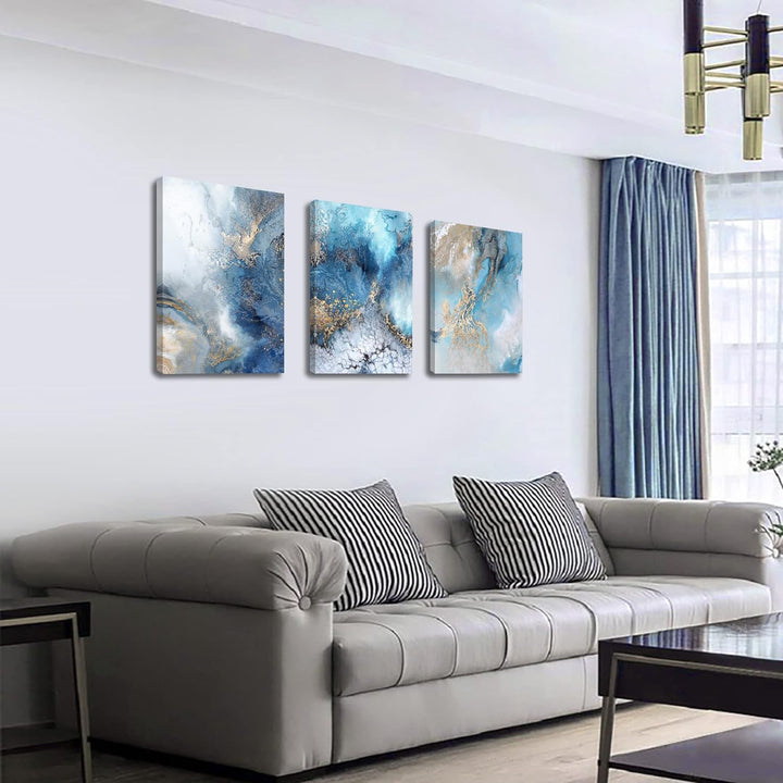 3 Pcs Mit Rahmen Goldgrüner Ozean Leinwand Bilder Krachende Wellen Bild auf Leinwand Malerei Poster