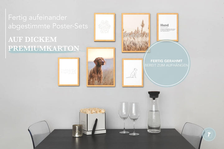 Papierschmiede® Mood Poster Set Hund, Fertiges Bilder Set mit Rahmen (Holz, Natur), Wohnzimmer Deko