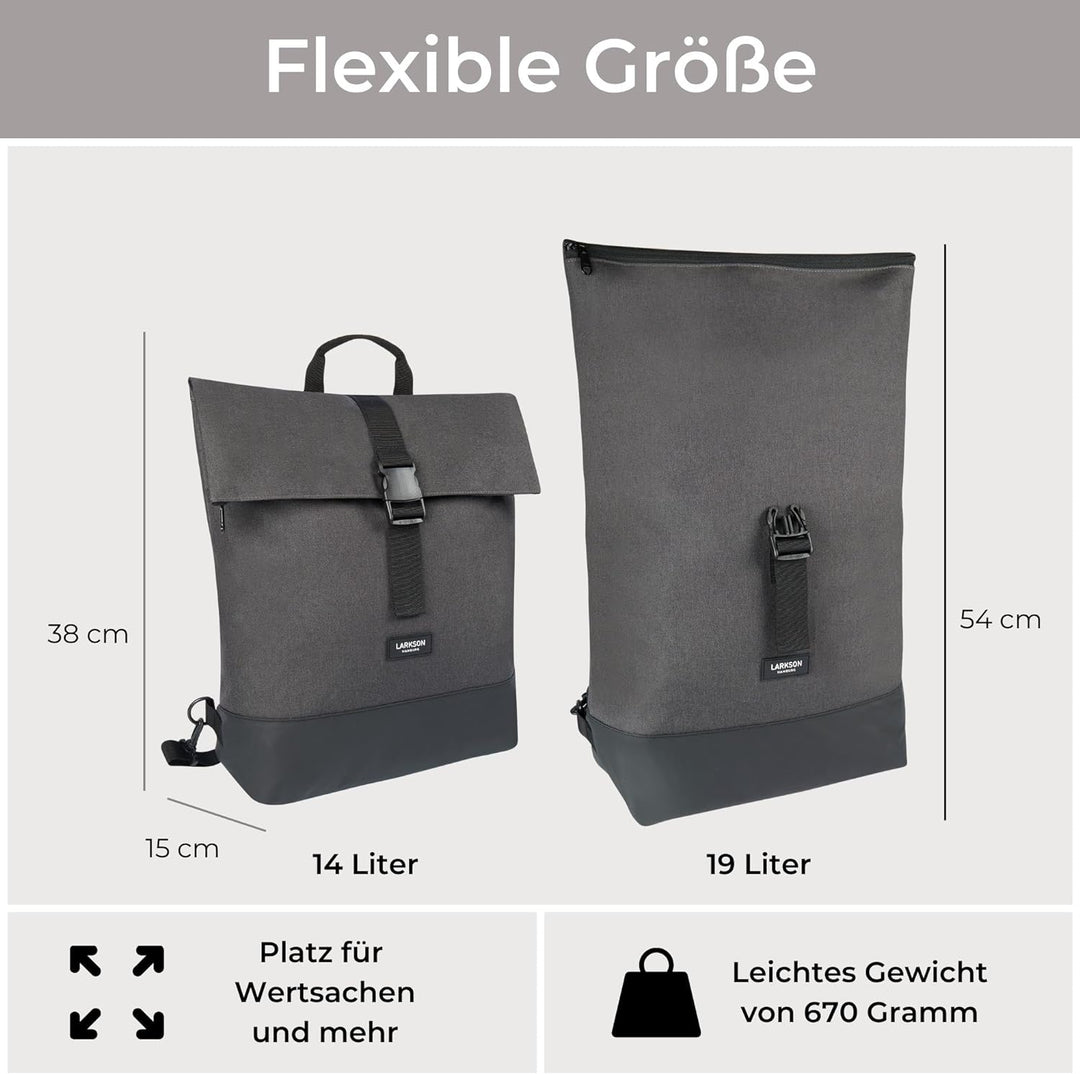 LARKSON Fahrradtaschen für Gepäckträger Damen & Herren Anthrazit - Tammo Bike - 2 in 1 Fahrrad Tasch