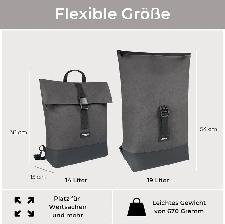 LARKSON Fahrradtaschen für Gepäckträger Damen & Herren Anthrazit - Tammo Bike - 2 in 1 Fahrrad Tasch